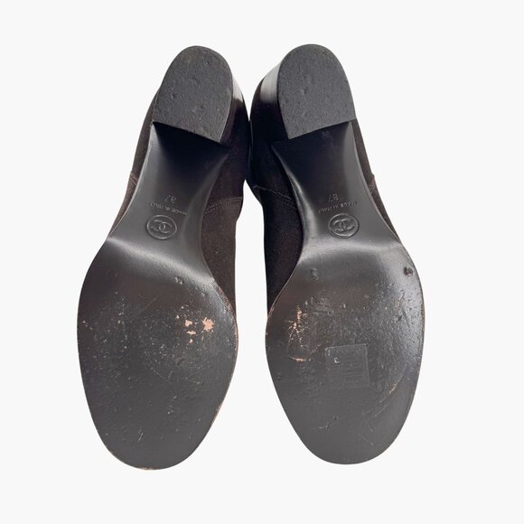 Chanel CC Dark Brown Suede Knee High Riding Boots Block Heel Size 37 US 6-6.5 - Picture 12 of 13